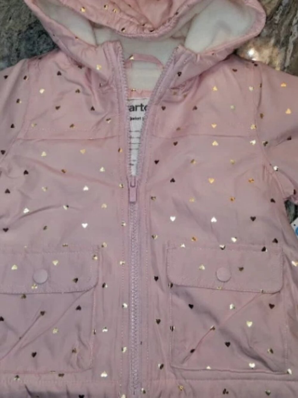 Carter's light pink hooded girl jacket with hearts size 2t
